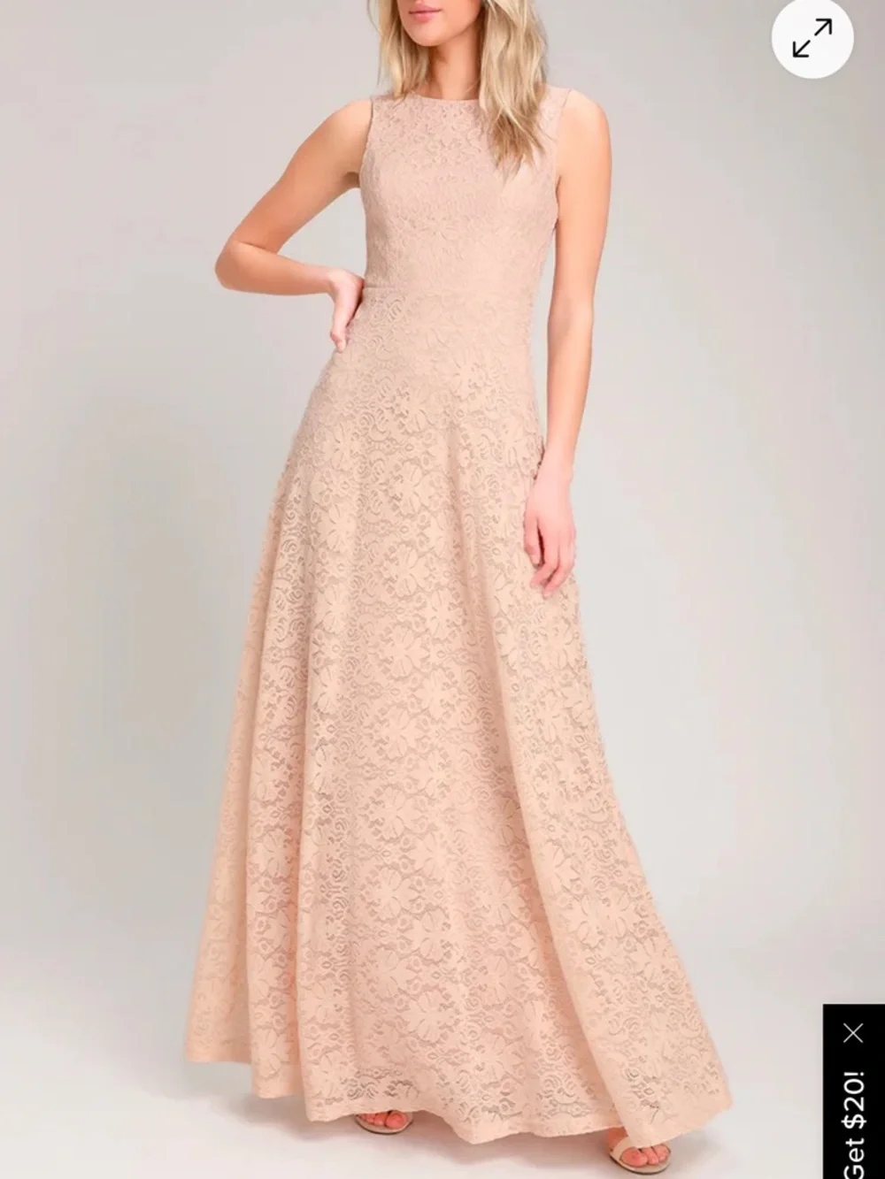 Lulus Luciana Blush Lace Scoop Back Maxi Dress